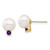 Image of 9.84mm 14K Yellow Gold 7-7.5mm White Round Freshwater Cultured Pearl Amethyst Post Earrings