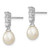 Image of 19mm Sterling Silver Rhodium-plated 7-8mm White Freshwater Cultured Pearl CZ Post Earrings
