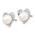 10.84mm Sterling Silver Rhodium-plated 7-8mm White Button Freshwater Cultured Pearl Post Earrings