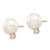 Image of 15mm 14K Yellow Gold 10-11mm White Button Freshwater Cultured Pearl .2ctw Diamond Post Earrings