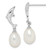 Image of 27.3mm Sterling Silver Rhodium-plated 7-8mm White Rice Freshwater Cultured Pearl Dolphin Earrings