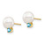 Image of 9.8mm 14K Yellow Gold 7-7.5mm White Round Freshwater Cultured Pearl Swiss Blue Topaz Post Earrings
