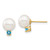Image of 9.8mm 14K Yellow Gold 7-7.5mm White Round Freshwater Cultured Pearl Swiss Blue Topaz Post Earrings