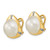 Image of 12-13mm 14K Yellow Gold 12-13mm White Cultured Saltwater Mabe Pearl .06ctw Diamond Omega Back Earrings