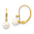 Image of 19mm 14K Yellow Gold 5-6mm Round White Freshwater Cultured Pearl .02 ctw Diamond Leverback Earrings