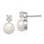 Image of 15mm Sterling Silver Rhodium-plated 7-8mm White Freshwater Cultured Pearl and Clear CZ Post Earrings
