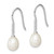 Image of 27mm Sterling Silver Rhodium-plated Clear CZ and 7-8mm White Freshwater Cultured Pearl Dangle Earrings