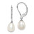 26mm Sterling Silver Rhodium-plated Polished White 7-8mm Freshwater Cultured Pearl Leverback Dangle Earrings