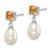 Image of 20mm Sterling Silver Rhodium-plated Citrine and 7-8mm Freshwater Cultured Pearl Teardrop Dangle Post Earrings