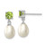 Image of 20mm Sterling Silver Rhodium-plated Peridot and 7-8mm Freshwater Cultured Pearl Teardrop Dangle Post Earrings