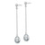 Image of 55.48mm Sterling Silver Rhodium-plated Polished & Beaded 7-8mm Grey Freshwater Cultured Pearl Post Dangle Earrings