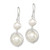 Image of 44mm Sterling Silver Polished & Textured White 8-9mm Freshwater Cultured Pearl & 11-12mm Shell Pearl Dangle Earrings
