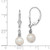 Image of 27mm Sterling Silver Rhodium-plated Polished & Beaded White 6-7mm Freshwater Cultured Pearl Leverback Dangle Earrings