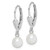 Image of 25mm Sterling Silver Rhodium-plated Polished & Textured White 6-7mm Freshwater Cultured Pearl Leverback Dangle Earrings