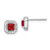 Image of 8.17mm Sterling Silver Rhodium-plated Square Red CZ and Clear CZ Post Earrings QE14470JUL