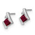 Image of 10mm 14K White Gold Cushion Created Ruby and Diamond Earrings