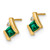Image of 10k Yellow Gold Cushion Created Emerald and Diamond Earrings