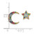 Image of 11.41mm Prizma Sterling Silver Gold-tone Moon and Star Colorful CZ Post Earrings