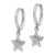 21.6mm Sterling Silver Rhodium-Plated Hoops with CZ Star Dangle Earrings