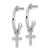 Image of 20mm White Ice Sterling Silver Rhodium-plated Diamond Cross Dangle J-Hoop Post Earrings