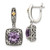 28mm Shey Couture Sterling Silver with 14K Accent Antiqued Cushion Amethyst Hinged Hoop Dangle Earrings