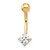 10k Yellow Gold W/5mm Square Cz Belly Dangle