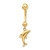 14K Yellow Gold 14 Gauge Dolphin Dangle Belly Ring
