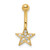 14K Yellow Gold 14 Gauge Polished CZ Star Belly Ring