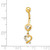 14K Yellow Gold 14 Gauge CZ 2-Hearts Dangle Belly Ring