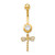 14K Yellow Gold 14 Gauge CZ Dragonfly Dangle Belly Ring