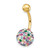 10K Yellow Gold with 10mm Multi-Color Crystal Ball Belly Dangle