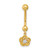 14K Yellow Gold 14 Gauge Dangle Flower CZ Belly/Navel Ring Body Jewelry