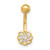 14K Yellow Gold 14 Gauge Polished CZ Flower Navel/Belly Ring