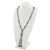 1928 Silver-tone Black & Hematite Acrylic Stones & Beads 28in Necklace