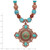 1928 Jewelry Copper-tone Frame and Beads Brown and Aqua Enamel Aqua and Brown Acrylic Beads 16 inch Necklace with 3 inch extension