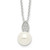 Sterling Silver Polished CZ and Simulated Pearl Necklace
