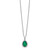Sterling Silver Rhodium-plated Simulated Emerald & CZ Necklace
