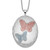 Sterling Silver Rhodium-plated 26mm Enameled Butterfly Oval Locket Necklace