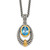 Shey Couture Sterling Silver Gold-tone Flash Gold-plated Antiqued Oval London Blue Topaz Necklace