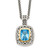 Shey Couture Sterling Silver with 14K Accent 18 Inch Antiqued Cushion Bezel Light Swiss Blue Topaz Necklace