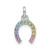 Image of Sterling Silver Rhodium-plated Rainbow Nano Crystal Horseshoe Pendant