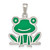Sterling Silver Green Enamel Frog Pendant
