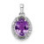 Image of Sterling Silver Rhodium-plated Oval 1.84 Amethyst/White Topaz Pendant