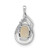 Image of 10k White Gold Oval Created Opal & Diamond Teardrop Chain Slide Pendant