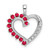 14k White Gold Ruby and Diamond Heart Pendant