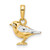Image of 14K Yellow Gold and White Rhodium Diamond-cut 3D Bird Pendant