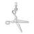 Sterling Silver Rhodium-plated Polished Moveable 3D Scissors Pendant