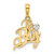 Image of 14K Yellow Gold and White Rhodium Diamond-cut Heart Its A Boy Pendant