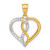 14K Yellow Gold with White Rhodium Diamond-cut Infinity Heart Pendant