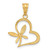 Image of 14K Yellow Gold and White Rhodium Diamond-cut Dragonfly on Heart Pendant